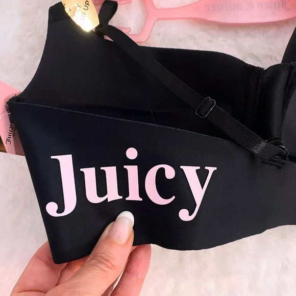 Juicy Couture Pink Logo Print & Black Push-Up Bra Set NWT Size 38C - Picture 3 of 5